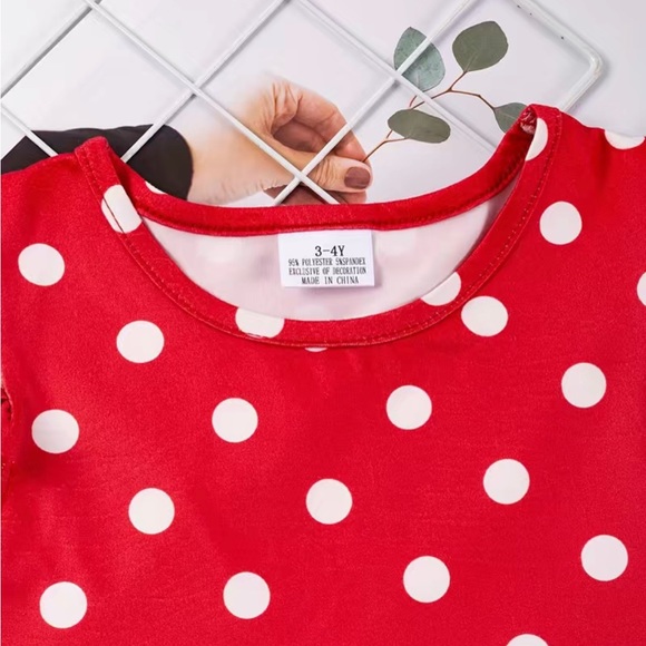 Back to School Toddler Girls Ruffle Trim Polka Dot School Themed Dress - Picture 4 of 5